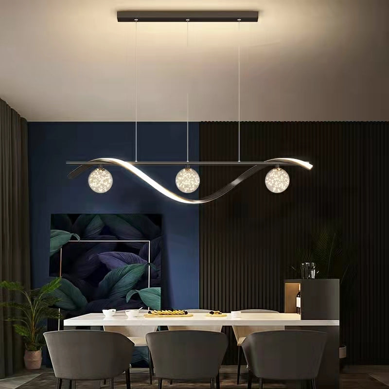 Modern Glass and Metal Rectangular Chandelier with Clear Finish