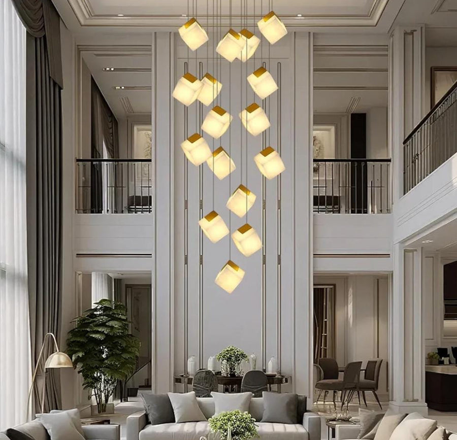 Alabaster Cubic chandlier 5"/32-light - Yovalighting