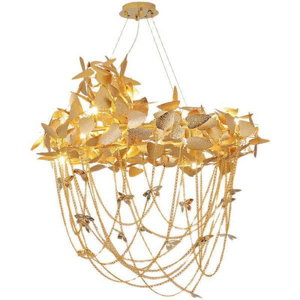 Della Modern Gold Leaf Living Room Chandelier