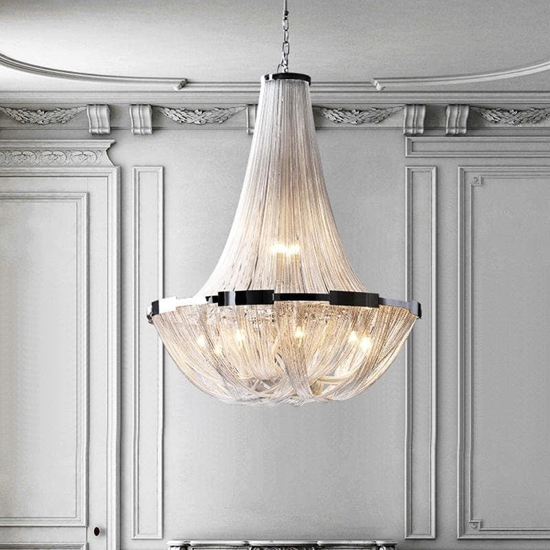 Alisa Luxury Plated Aluminum Chain Tassel Chandelier Diameter 24