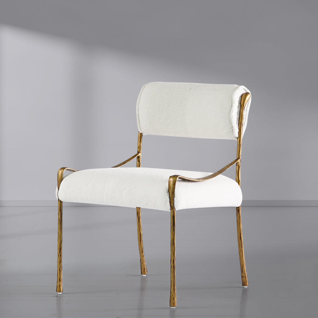 Vintage Forged Retro Copper Iron Frame Armless Dining Chair