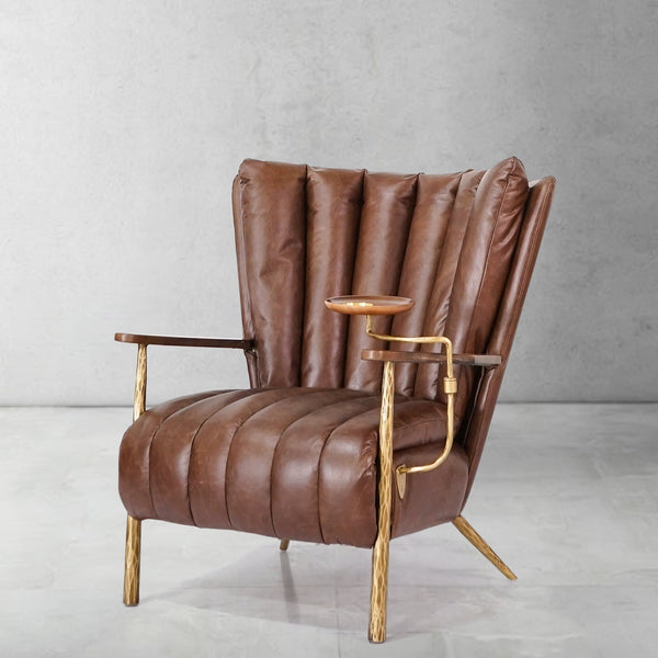 Vintage Forged  Leather Armchair Cigar Chair