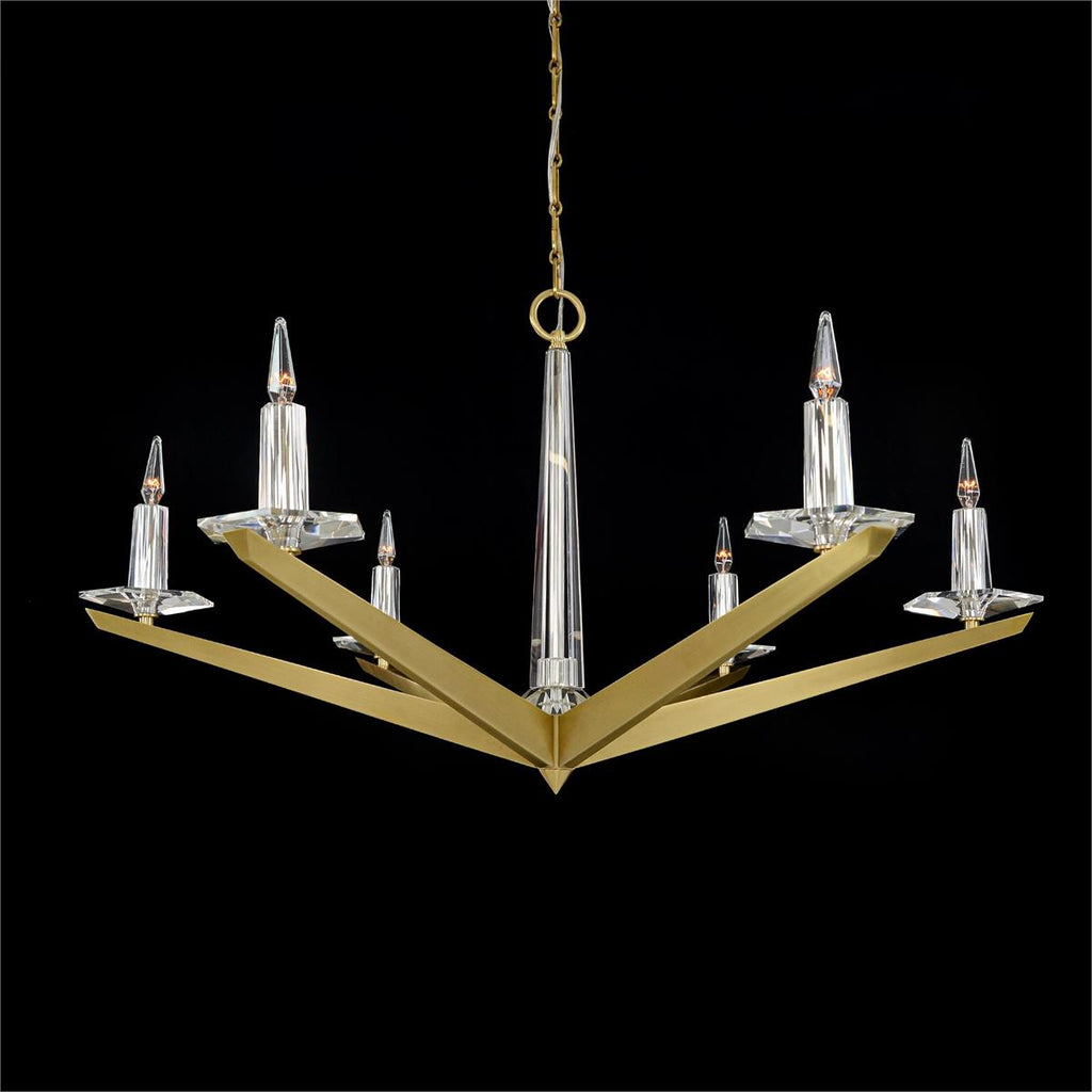 Antares Natural Brass Six Light Chandelier 48''