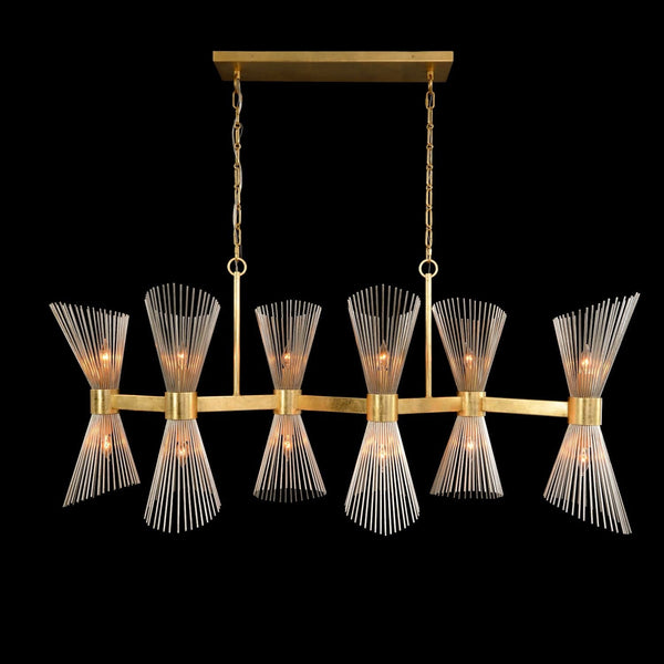 Bonheur Glass Crystal Twelve-Light Horizontal Chandelier