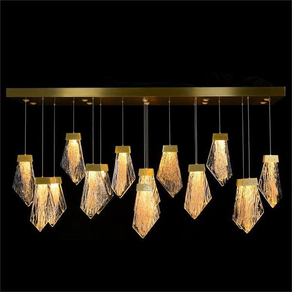 Lux Glass Crystal Twenty-Seven-Light Horizontal Chandelier