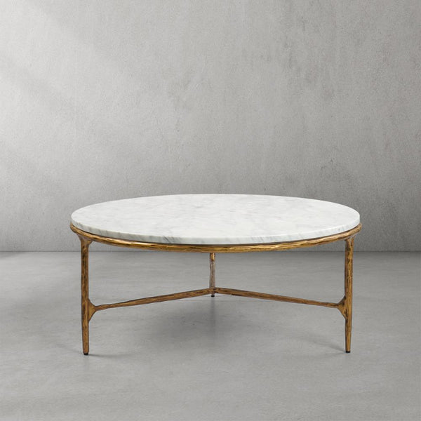 Vintage Forged Marble Round Coffee Table