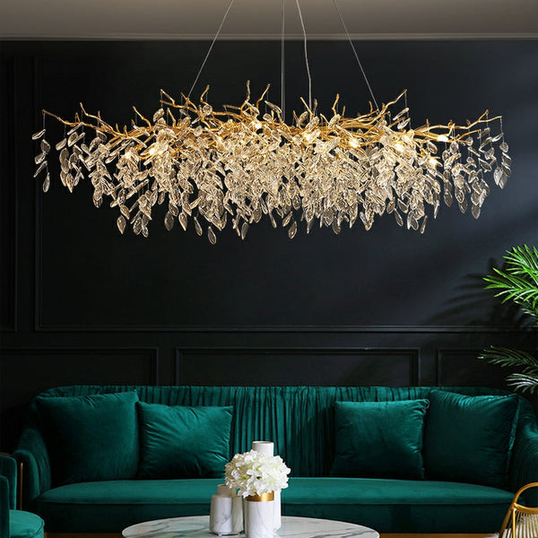 French Branch Elegant Crystal Leaves Chandelier
