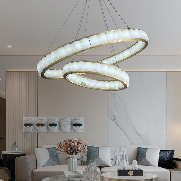 Avalon Alabaster Anne Circle Round Chandeliers