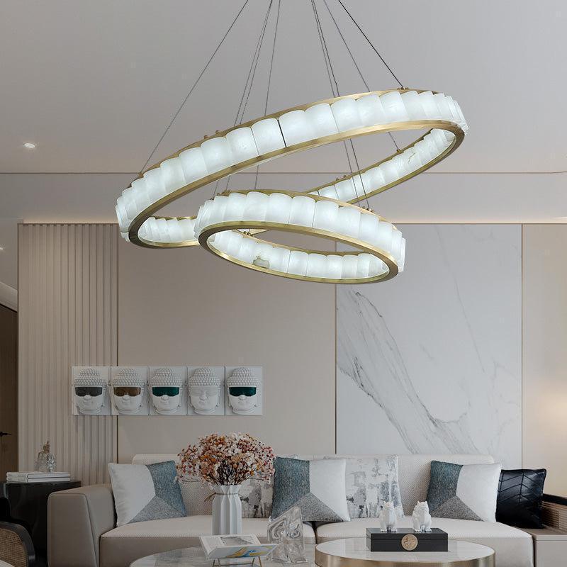 Avalon Alabaster Anne Circle Round Chandeliers