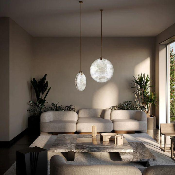 Alabaster Disc Pendant Light - Yovalighting