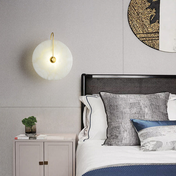 Alabaster Round Bedroom Bedside Wall Light