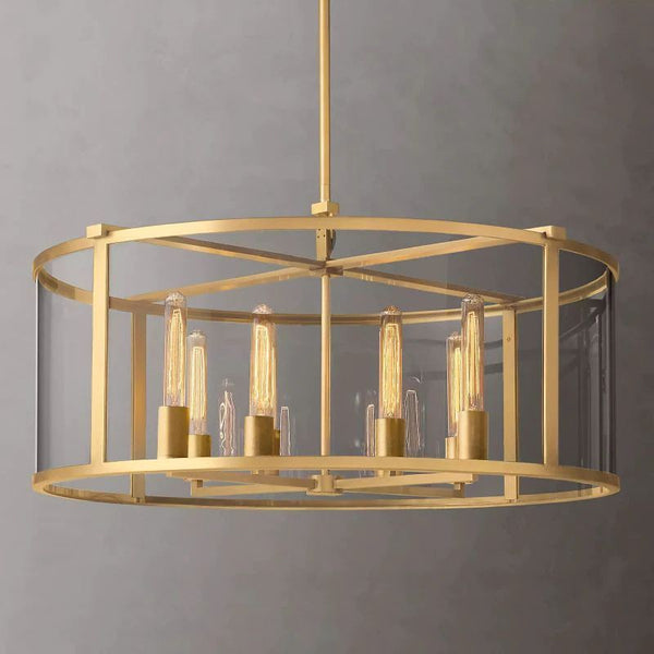 Backe Glass Lantern Modern Round Chandelier 33"