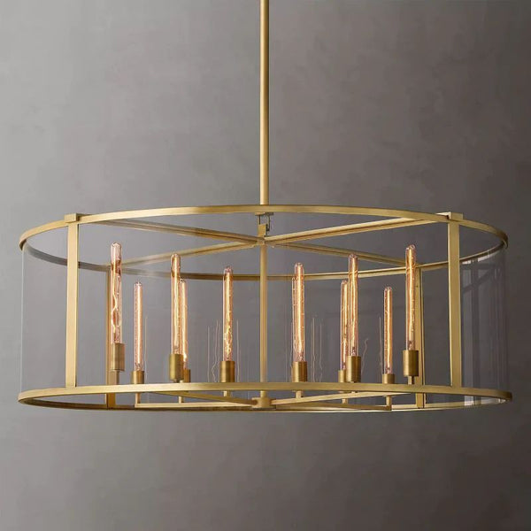 Backe Glass Lantern Modern Round Chandelier 55"
