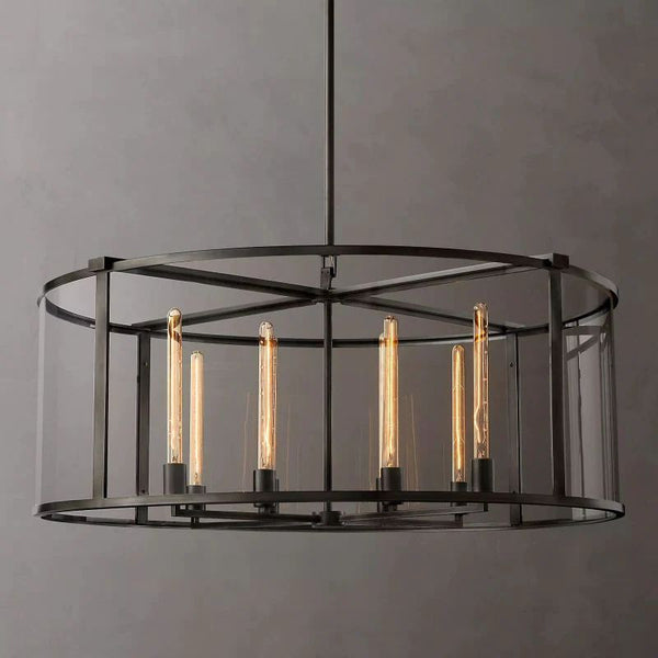 Backe Glass Lantern Modern Round Chandelier 44"