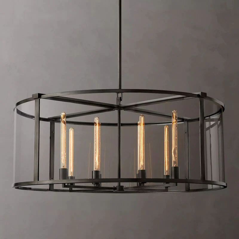 Backe Glass Lantern Modern Round Chandelier 44