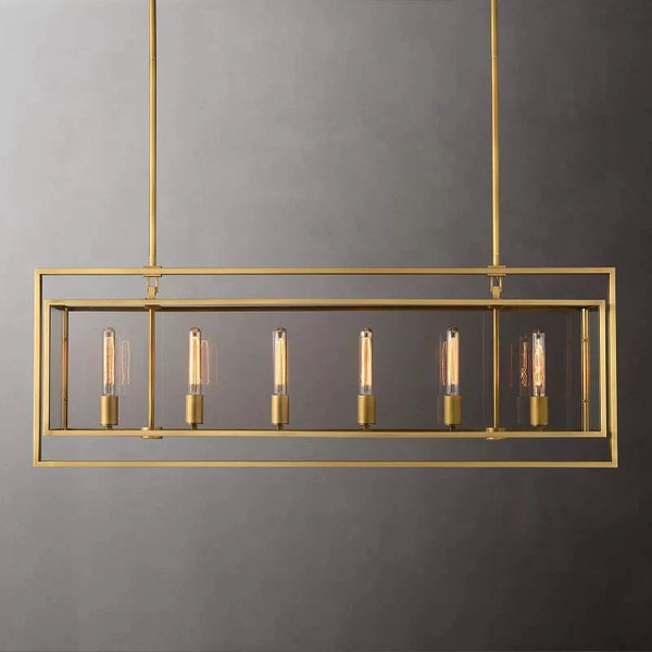 Backe Glass Lantern Rectangular Chandelier 54"