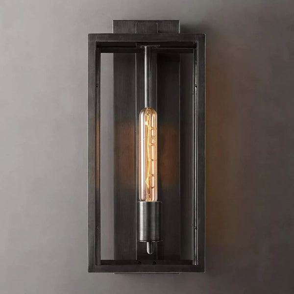 Backe Outdoor Square Lantern Wall Sconce 18"