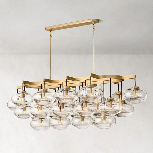 Cabrette Linear Clear Amber Chandelier 72"W