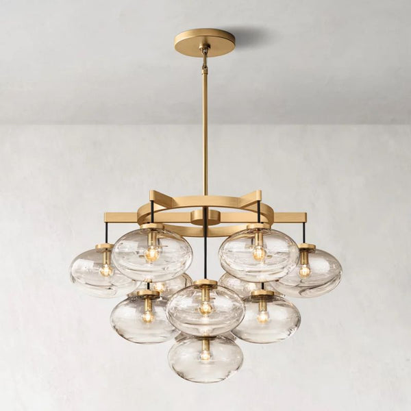 Cabrette Round Clear Amber Chandelier 36"