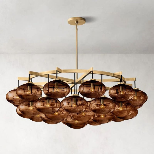 Cabrette Round Clear Amber Chandelier 60"
