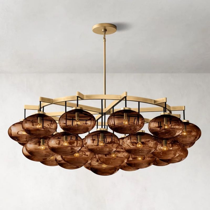 Cabrette Round Clear Amber Chandelier 60