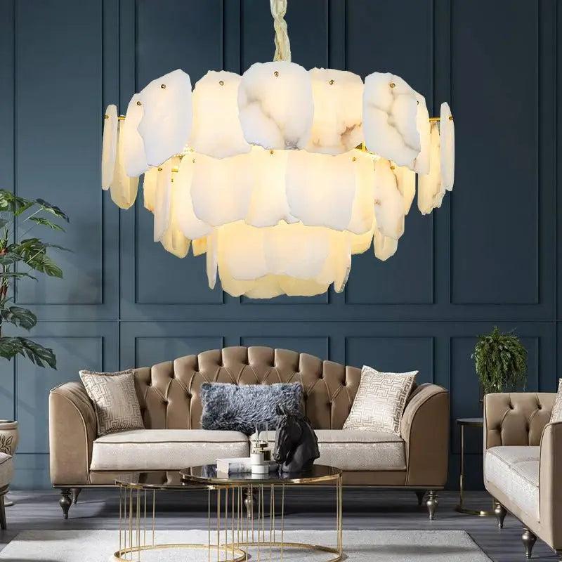 Spain Alabaster Flake Modern Living Room Chandeliers - Yovalighting