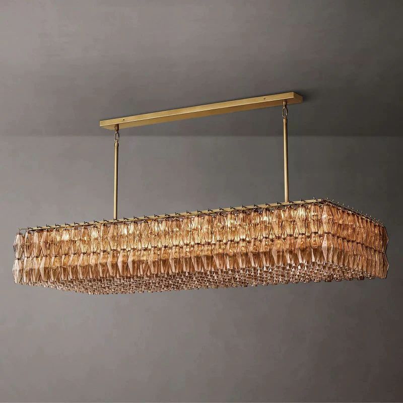 Chara Smoke Glass Rectangular Chandelier 74