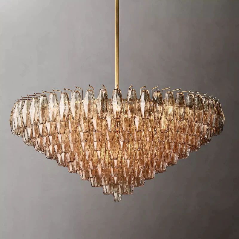 Chara Smoke Glass Tiered Round Chandelier 47