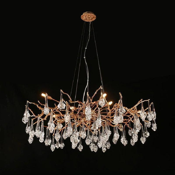 Creative Rose Crystal Brass Branch Chandelier