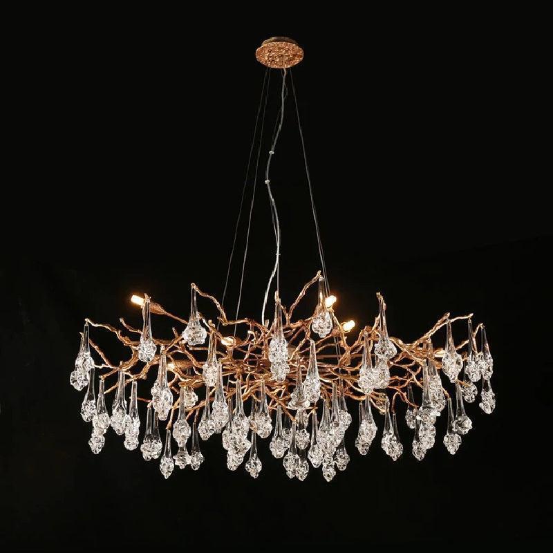 Creative Rose Crystal Brass Branch Chandelier