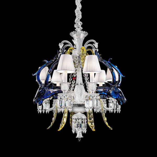 Maria Classic Colorful Candle Branch Blue Deer Crystal Chandelier for Living Room/Dining Room