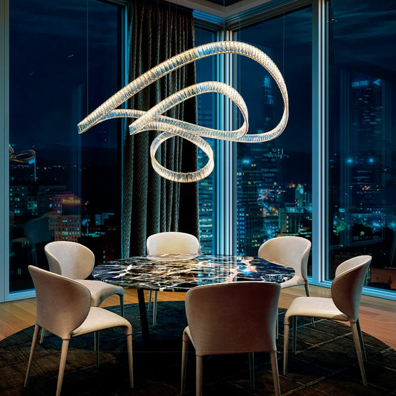 Crystal Chandelier Pendant Light Fixture with K9 Crystals and Stainless Steel Chain for Restaurant and Living Room Ceiling