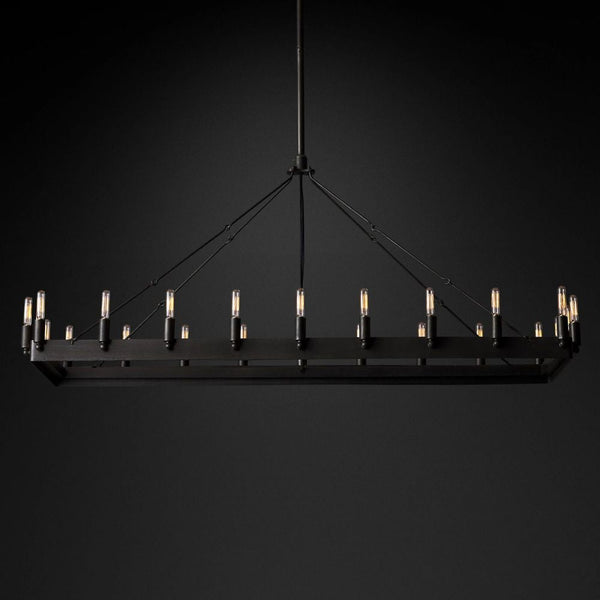 Camilo Vintage Filament Rectangle Chandelier 52‘’L