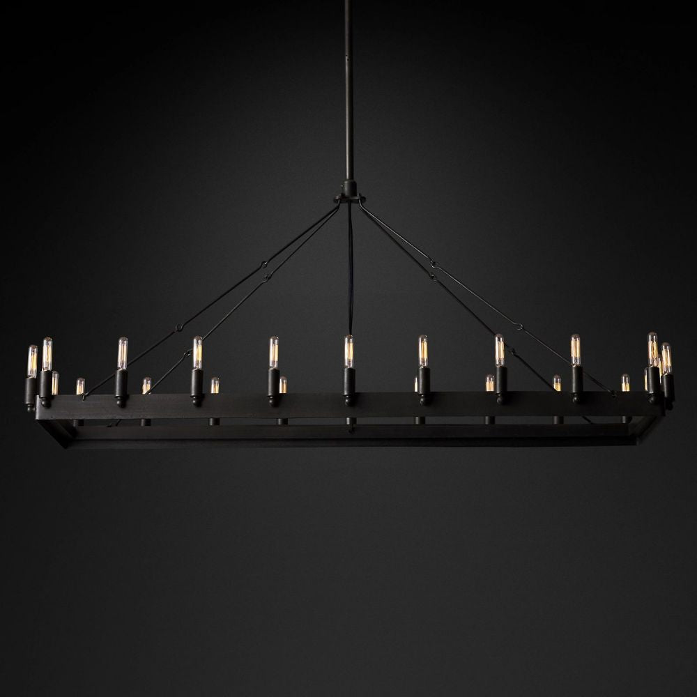 Camilo Vintage Filament Rectangle Chandelier 52‘’L