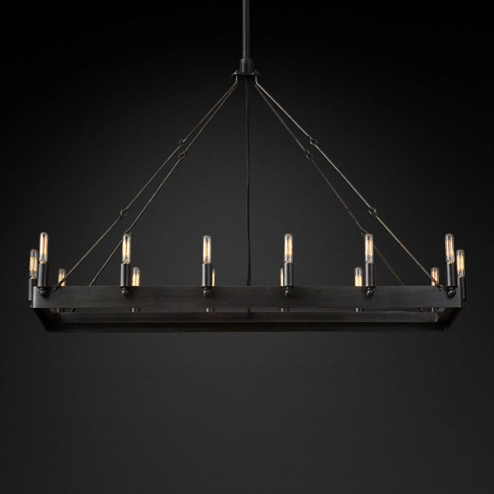 Camilo Vintage Filament Rectangle Chandelier 41‘’L