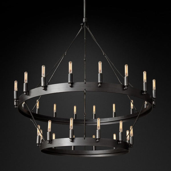Camilo Vintage Filament 2-Tier Round Chandelier 38‘’D