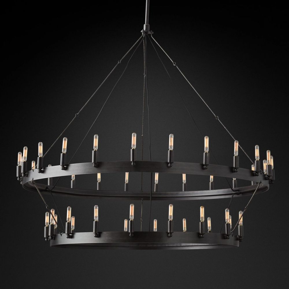Camilo Vintage Filament 2-Tier Round Chandelier 50‘’D