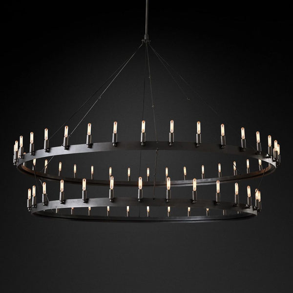 Camilo Vintage Filament 2-Tier Round Chandelier 73‘’D