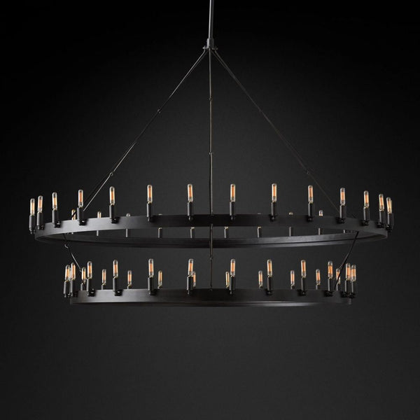 Camilo Vintage Filament 2-Tier Round Chandelier 63‘’D