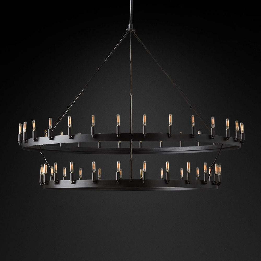 Camilo Vintage Filament 2-Tier Round Chandelier 63‘’D
