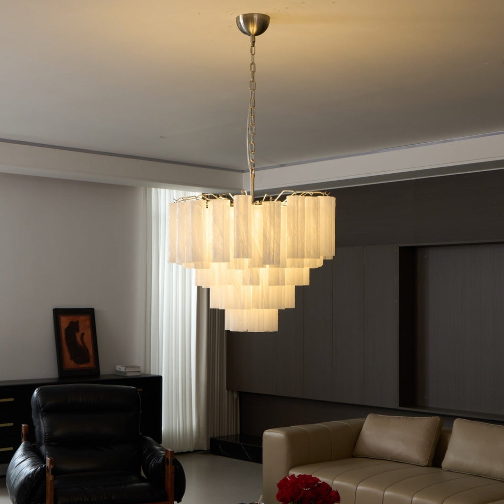 Frosted Murano Glass Cascade Chandelier