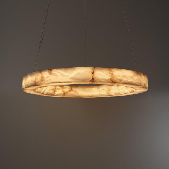 Halo Ring Alabaster Natural Stone Chandelier - Yovalighting