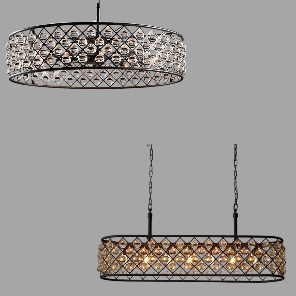 Post-modern Raindrop Crystal Chandelier Rectangle/Round Light Fixture for Living Room/Dining Table