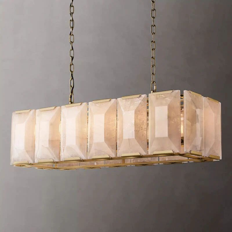 Harlo Calcite Alabaster Rectangular Chandelier 42