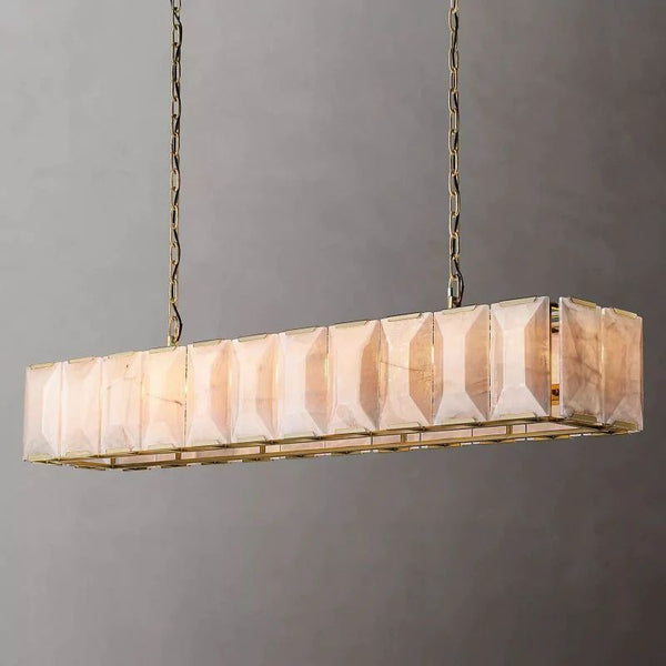 Harlo Calcite Rectangular Chandelier 74"