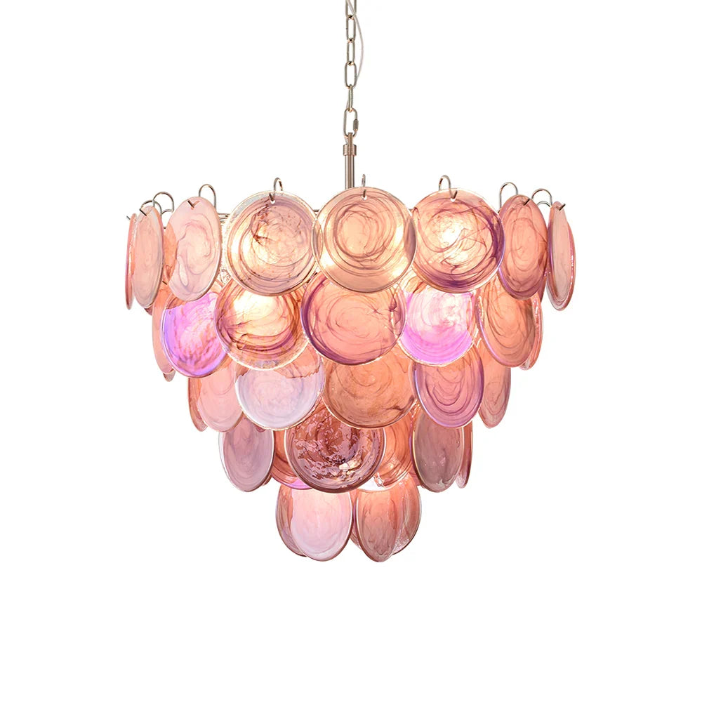 Pink Disc Murano Chandelier