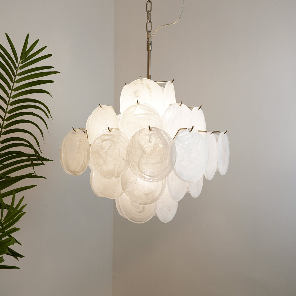 Isadora Murano Glass White Disc Chandelier