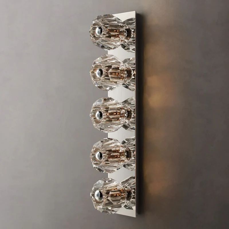 Cristal Clear Crystal Double Grand Wall Sconce Clear Glass Linear Grand Wall Sconce - Yovalighting