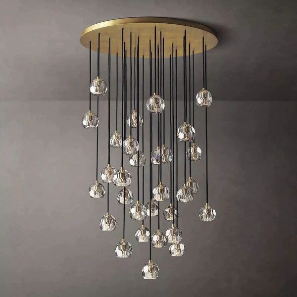 Boulle Cristal Clear Crystal Round Cluster Chandelier 40"