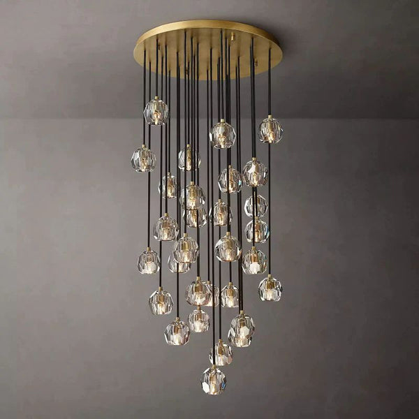 Boulle Cristal Clear Crystal Round Cluster Chandelier 30"